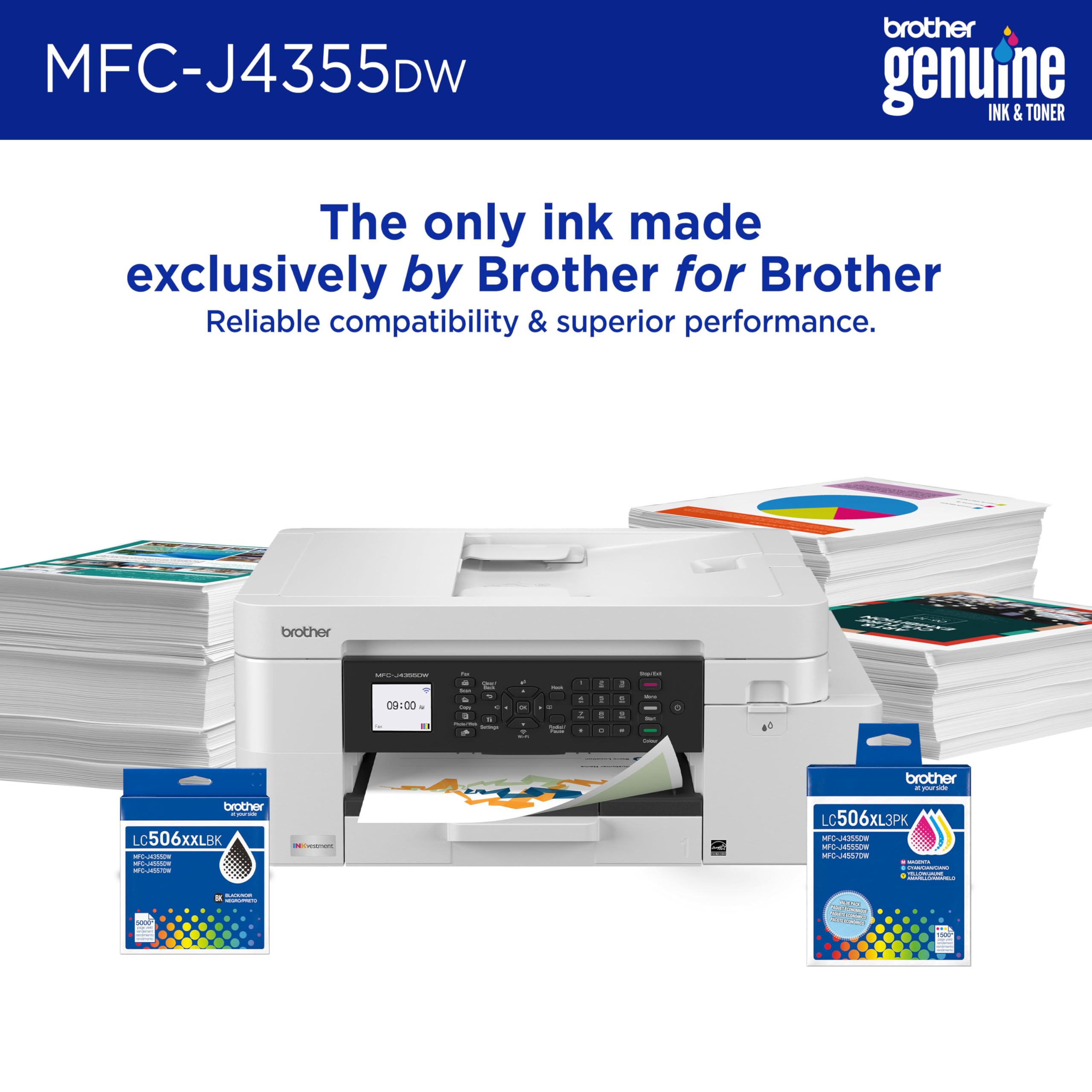 Brother INKvestment 4355 Wireless Color Inkjet All-in-One Printer with 1.8” Color Display and Manual Feed Slot | Includes Refresh Subscription Trial(1) (MFC-J4355DW) - Image 4
