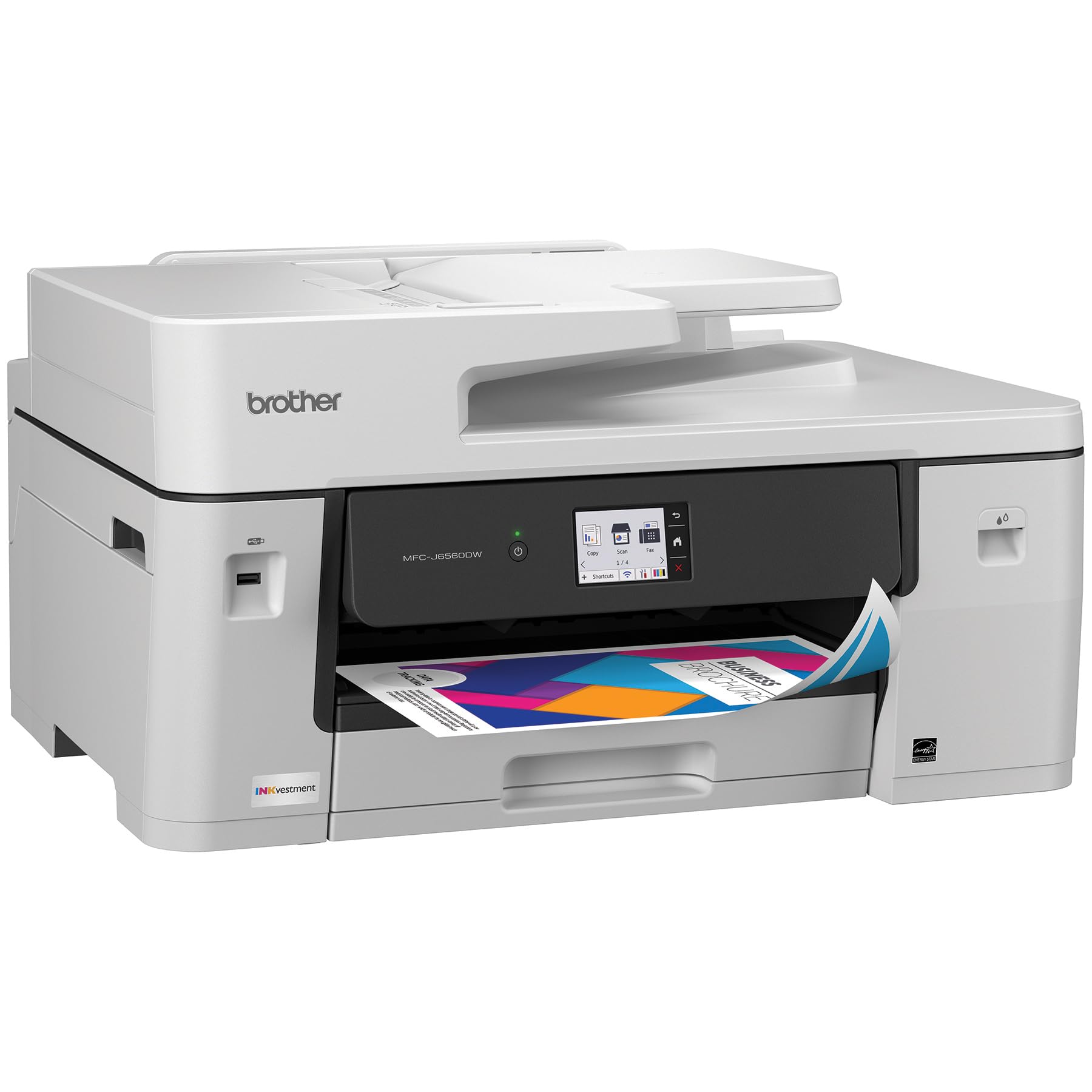 Brother INKvestment 6560 Wireless Color Inkjet All-in-One Printer with 11”x17” Capabilities and 2.7” Color Touchscreen | Includes Refresh Subscription Trial(1) (MFC-J6560DW) - Image 3