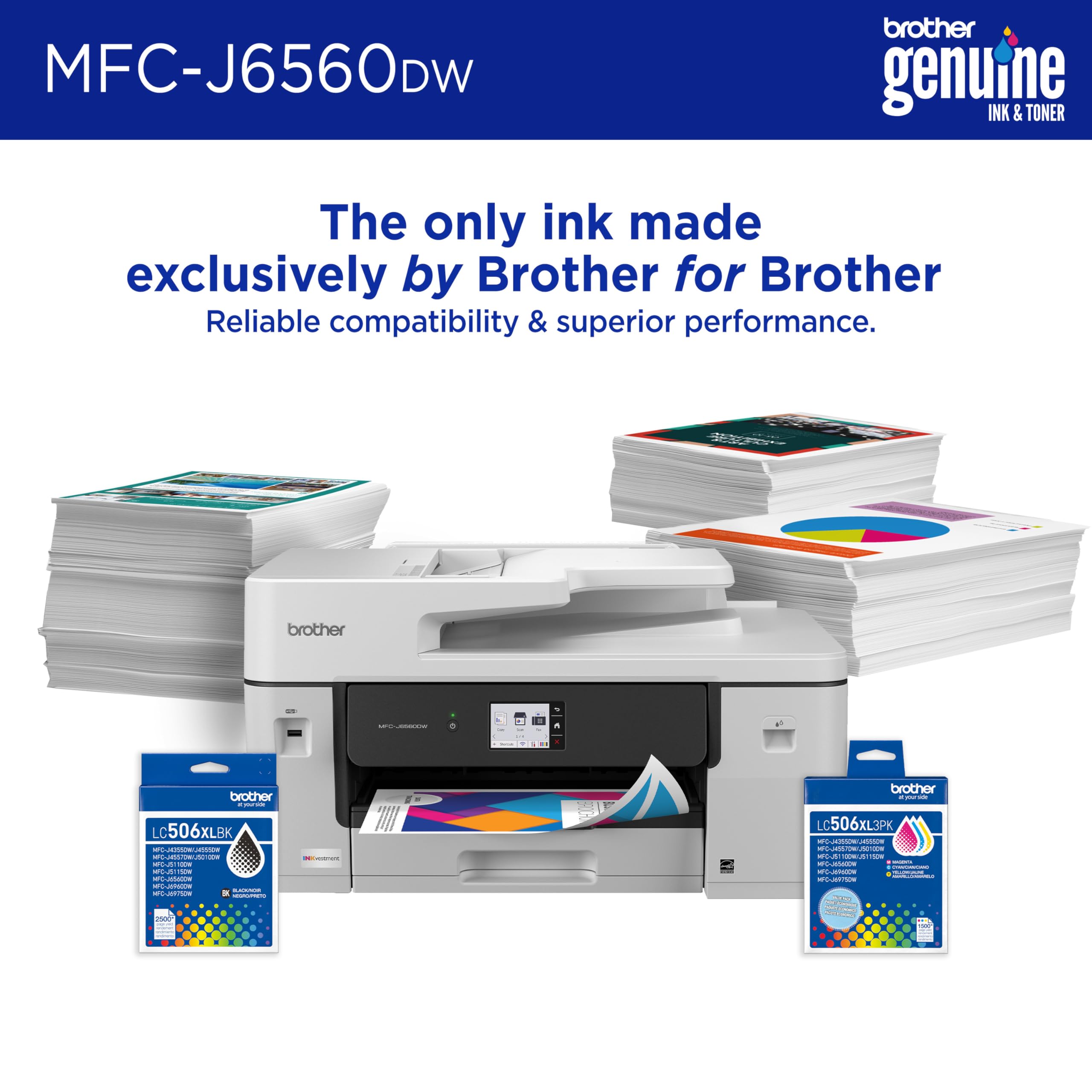 Brother INKvestment 6560 Wireless Color Inkjet All-in-One Printer with 11”x17” Capabilities and 2.7” Color Touchscreen | Includes Refresh Subscription Trial(1) (MFC-J6560DW) - Image 7