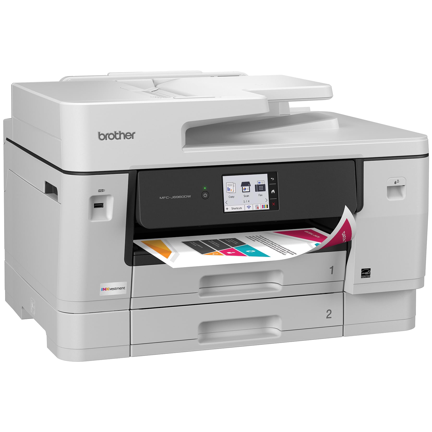 Brother INKvestment 6960 Wireless Color Inkjet All-in-One Printer with 11”x17” Capabilities and 3.5” Color Touchscreen | Includes Refresh Subscription Trial(1) (MFC-J6960DW) - Image 3