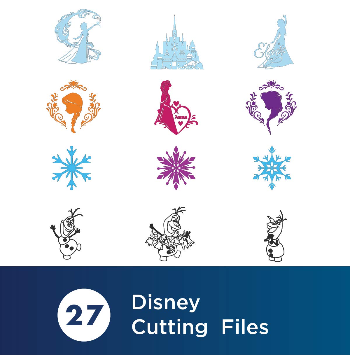 Brother ScanNCut Disney Frozen HomeDeco Pattern Collection 1 CADSNP04, 27 Designs with Olaf, Elsa, Anna & More, Vinyl Wall Art, Iron-on Transfers for Clothing, DIY Stencil Templates, Party Decorations - Image 3