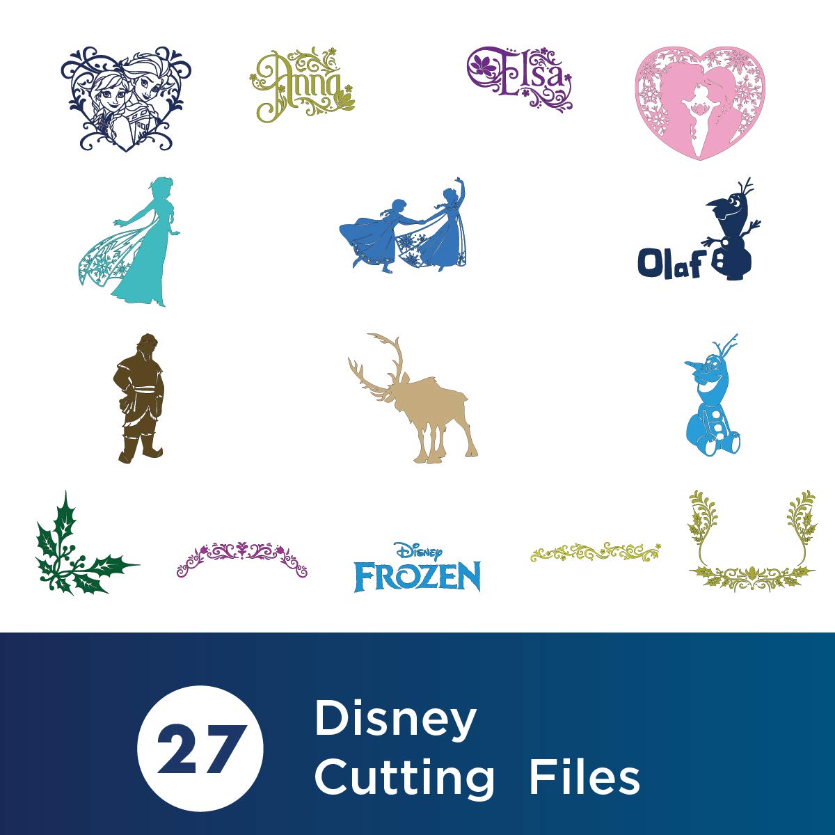 Brother ScanNCut Disney Frozen HomeDeco Pattern Collection 1 CADSNP04, 27 Designs with Olaf, Elsa, Anna & More, Vinyl Wall Art, Iron-on Transfers for Clothing, DIY Stencil Templates, Party Decorations - Image 4