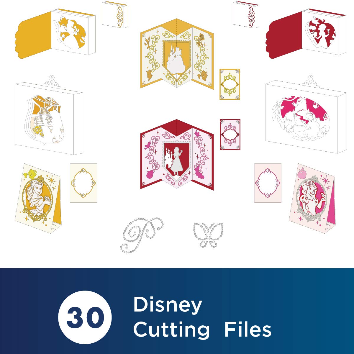 Brother ScanNCut Disney Snow White and Belle Paper Craft Collection CADSNP06, Includes 30 Intricate Designs for Shadowboxes, Pop-Up Cards, Rhinestone Templates and More - Image 4