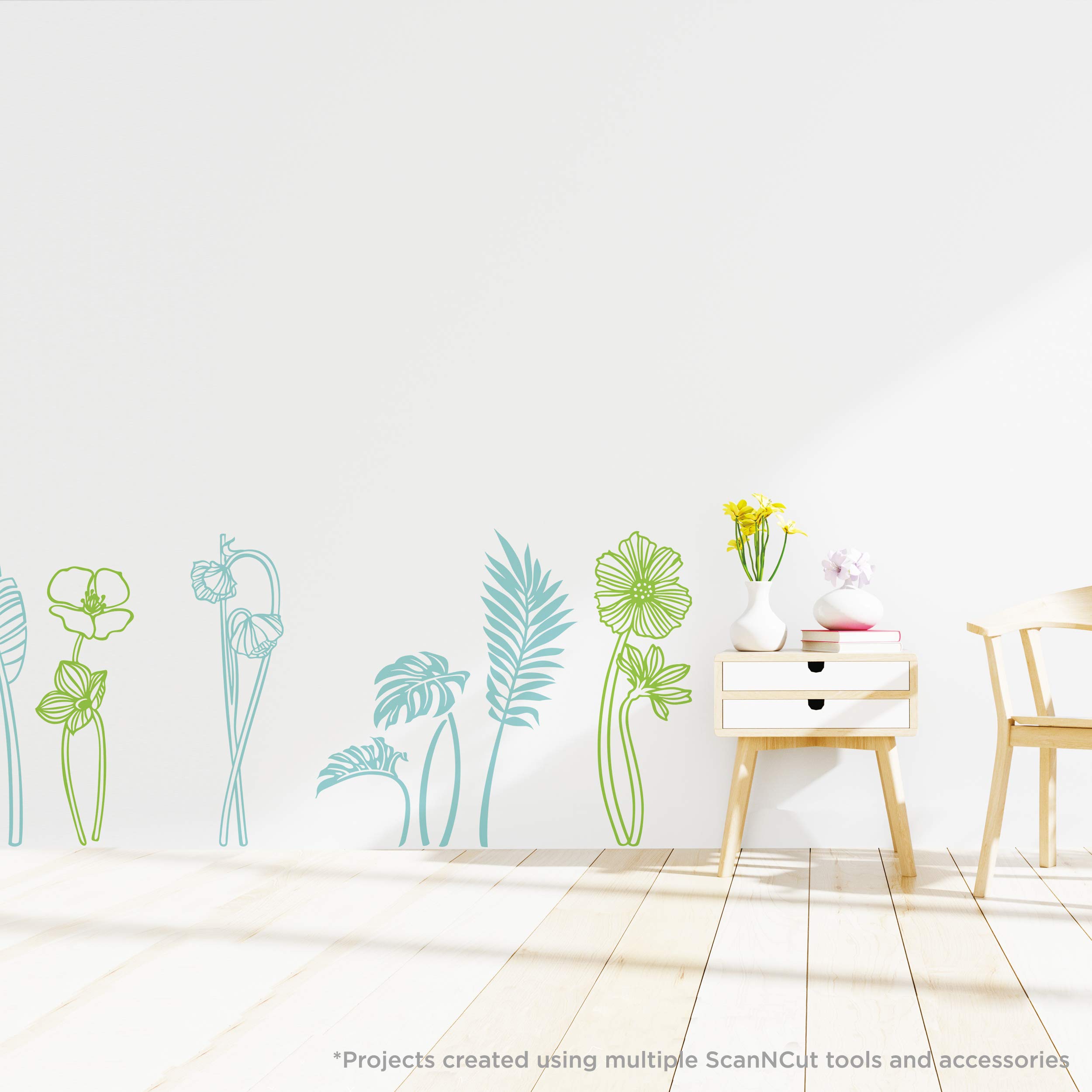 Brother ScanNCut DX Home Deco Pattern Collection for Roll Feeder CADXRFDP02, Includes 21 Designs with Tropical Plants, Flowers, Frames and More, Make Vinyl Wall Decals up to 6' Long, White - Image 5